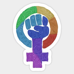 Swirly Rainbow Feminist Symbol Sticker